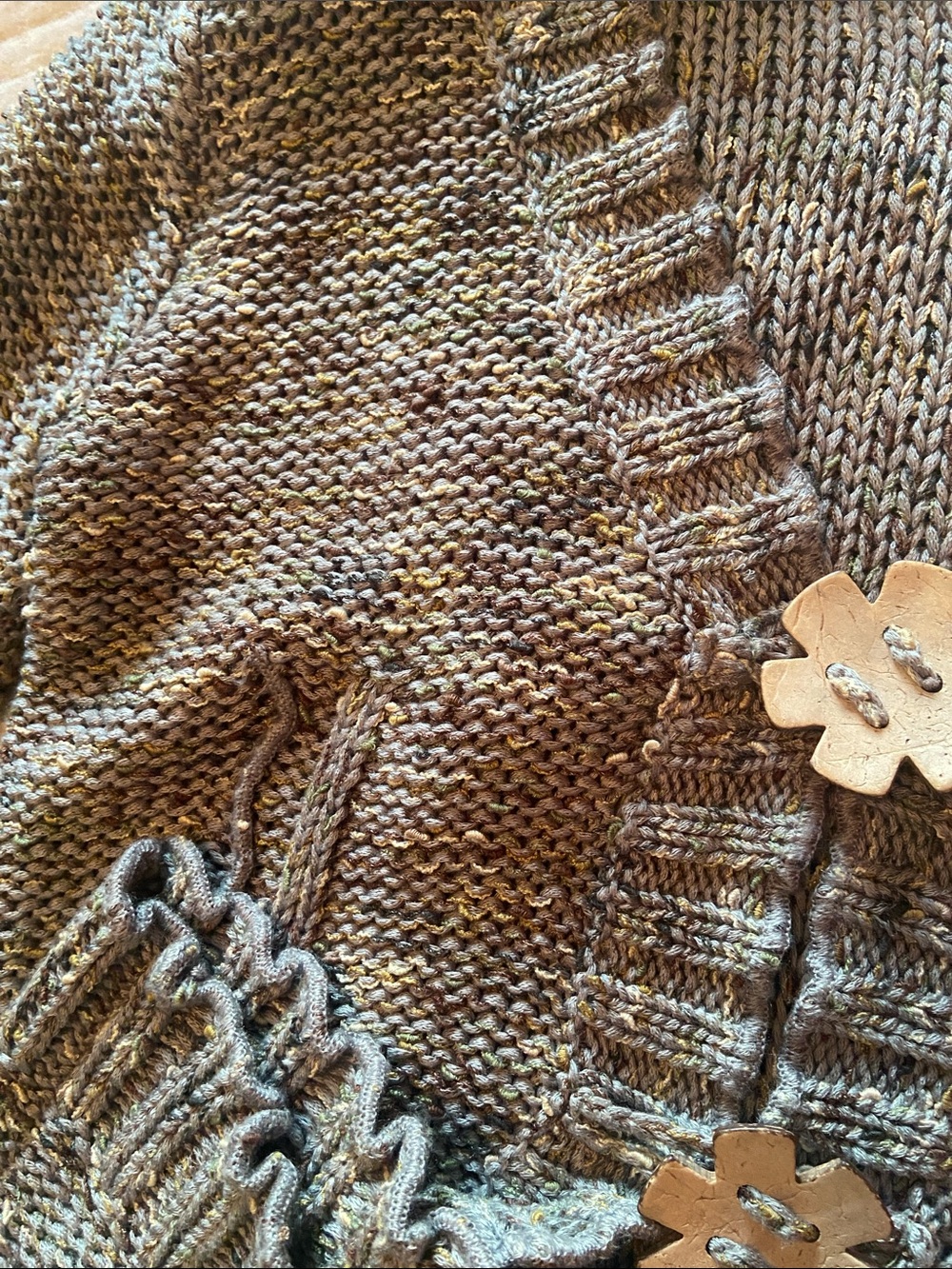 BCBGMaxAzria Green Textured Knit Cardigan with Flower buttons - Picture 4 of 4